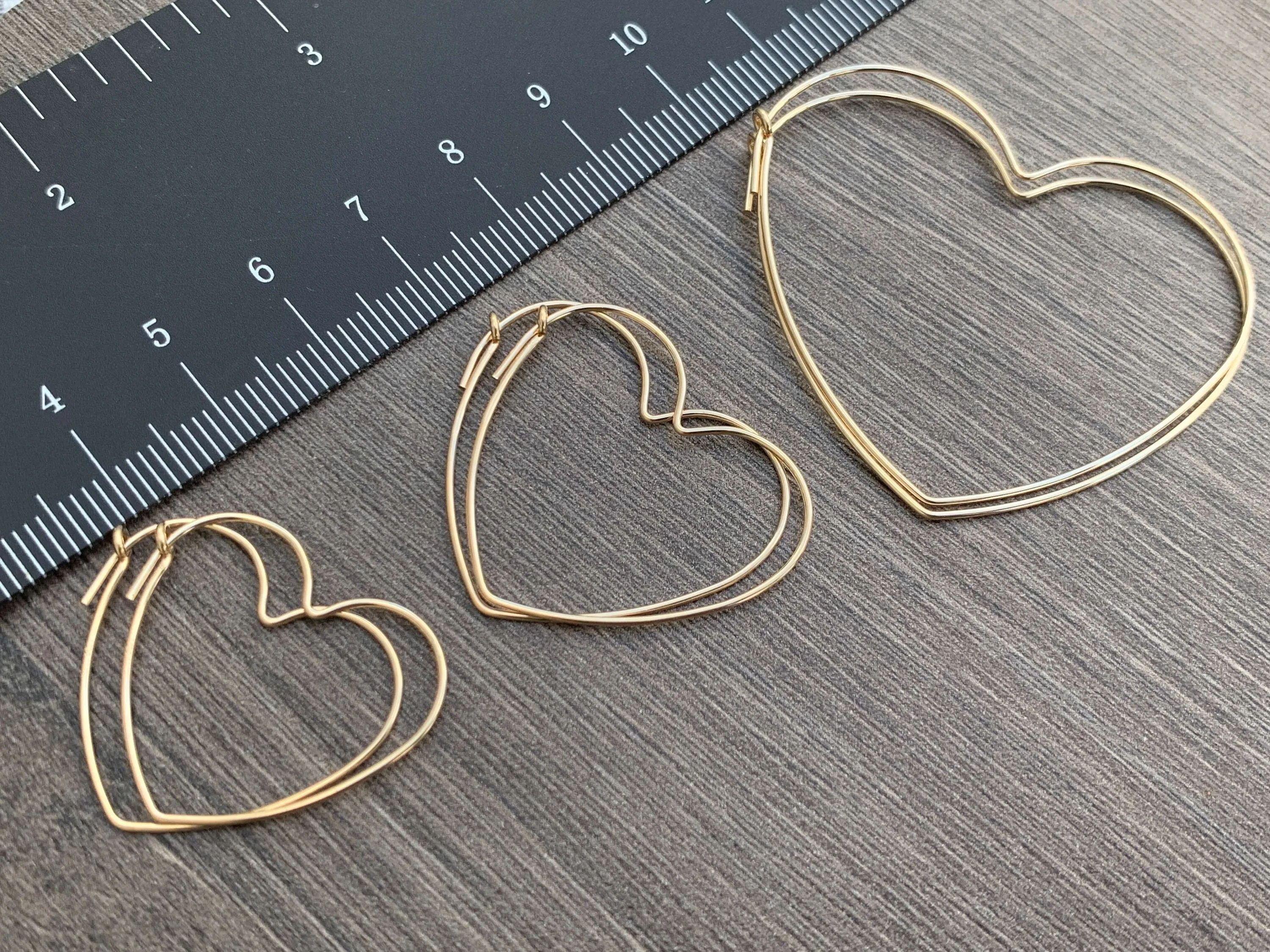 14kt Gold Filled Heart Shaped Beading Hoops