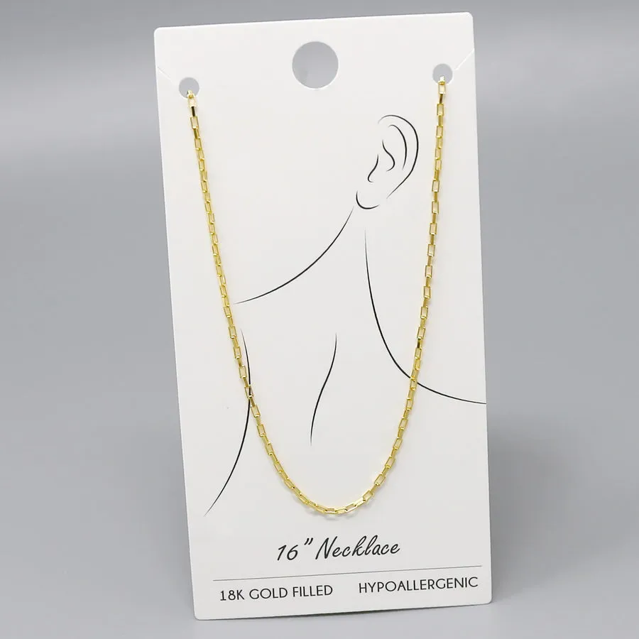 18K Gold Filled Box Chain Short Necklace