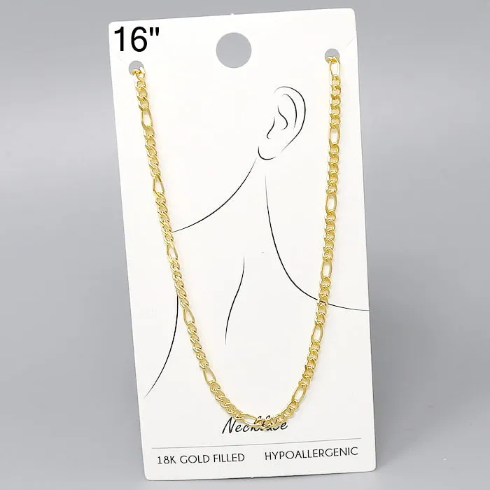 18K Gold Filled Figaro Chain Necklace - 16