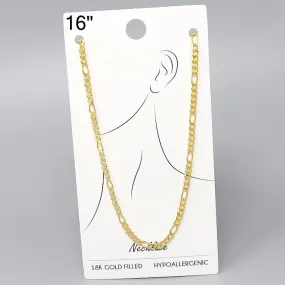 18K Gold Filled Figaro Chain Necklace - 16