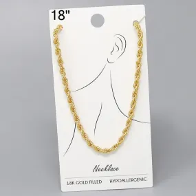 18K Gold Filled Rope Chain Necklace - 18