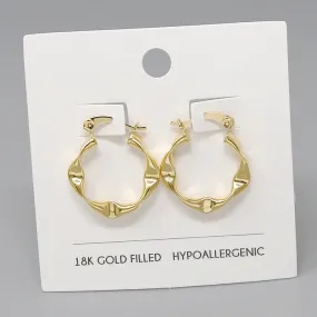 18K Gold Filled Textured Hoop Earrings