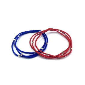 3mm Gold Water Pony Waterproof Bracelet Hair Bands in Royal Blue and Red (#15)