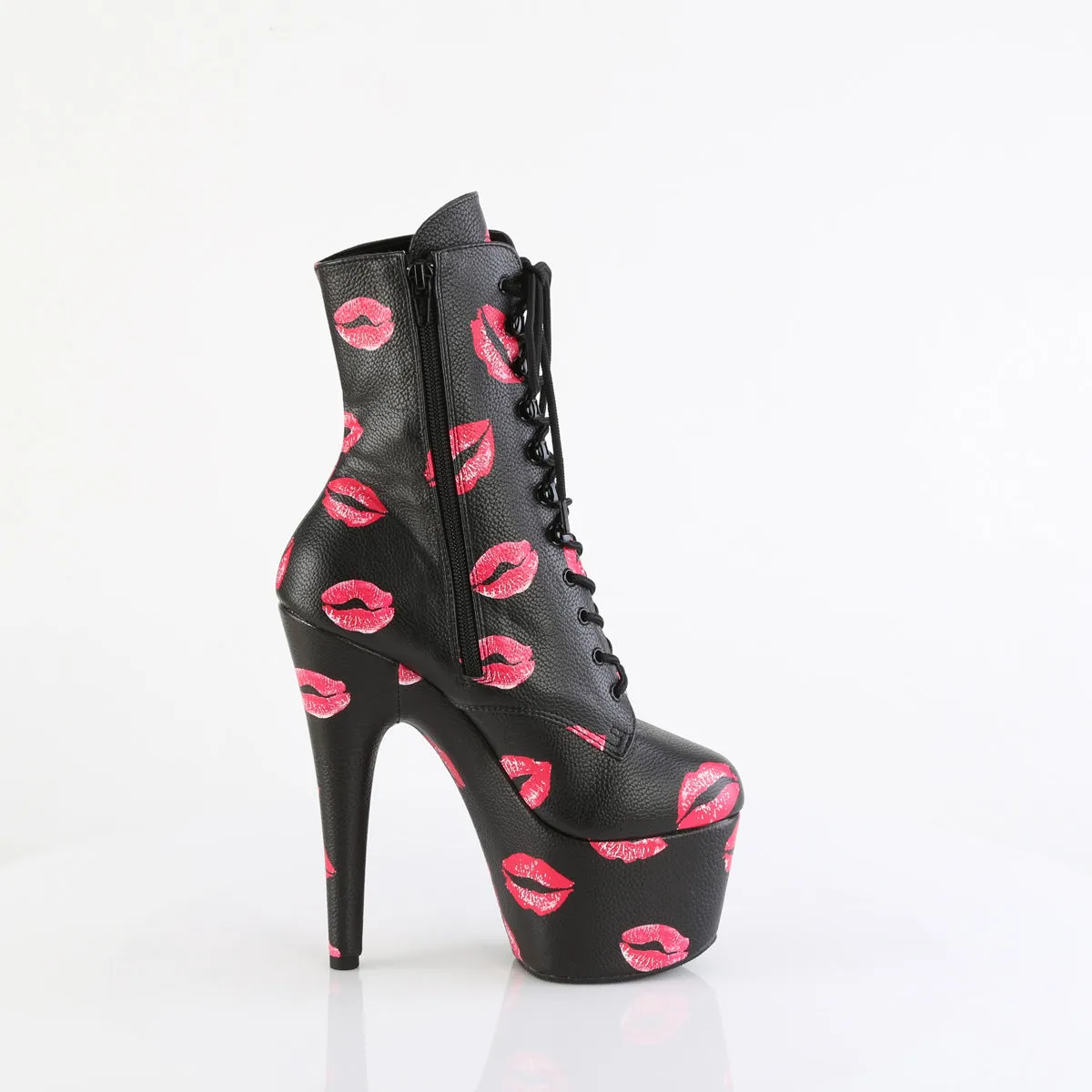 7 Inch Heel ADORE-1020KISSES Black Pu