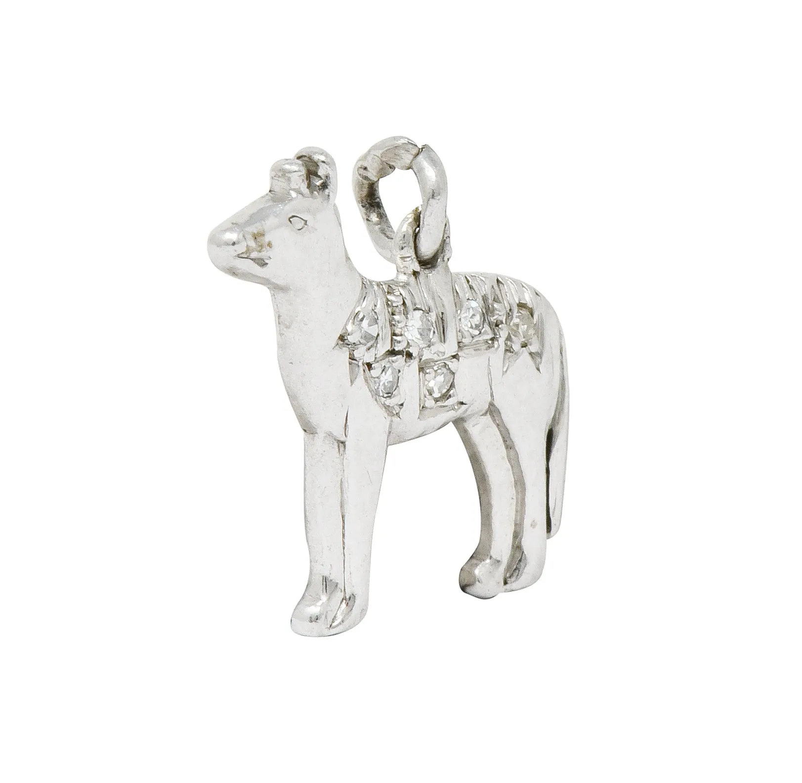 Adorable Retro Diamond Platinum Dingo Dog Charm