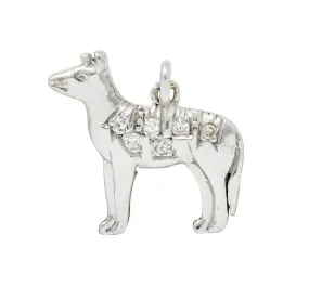 Adorable Retro Diamond Platinum Dingo Dog Charm