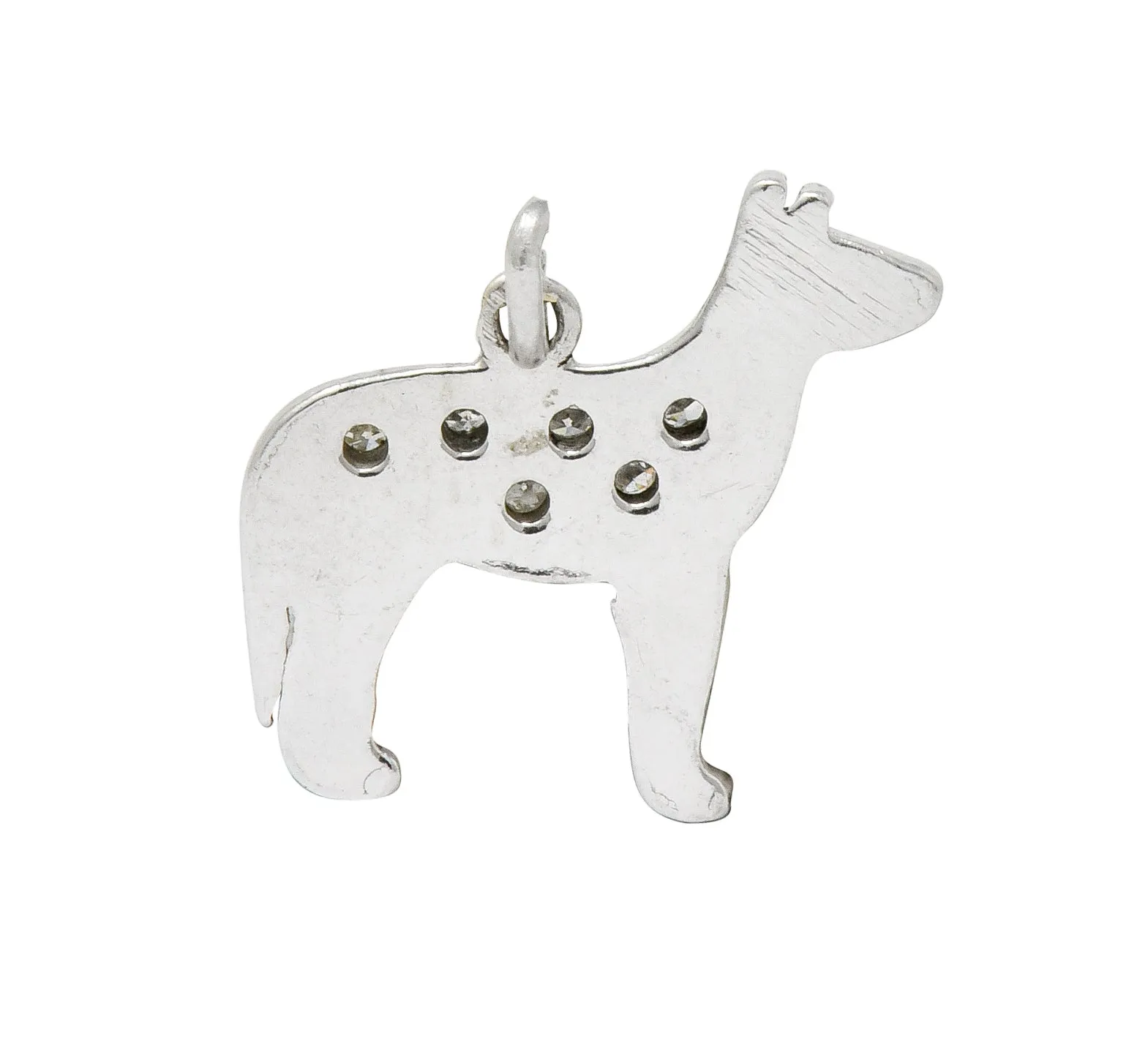 Adorable Retro Diamond Platinum Dingo Dog Charm