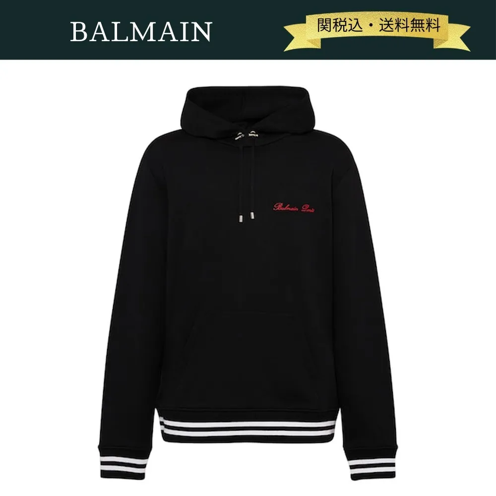 BALMAIN  |Long Sleeves Cotton Logo Luxury Hoodies