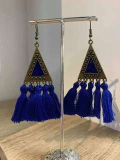 Bohemian Triangle and Long Tassel Colourful Earrings