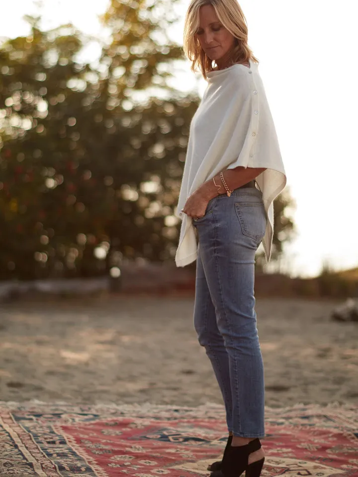 Cashmere Poncho | Cream Back in Stock