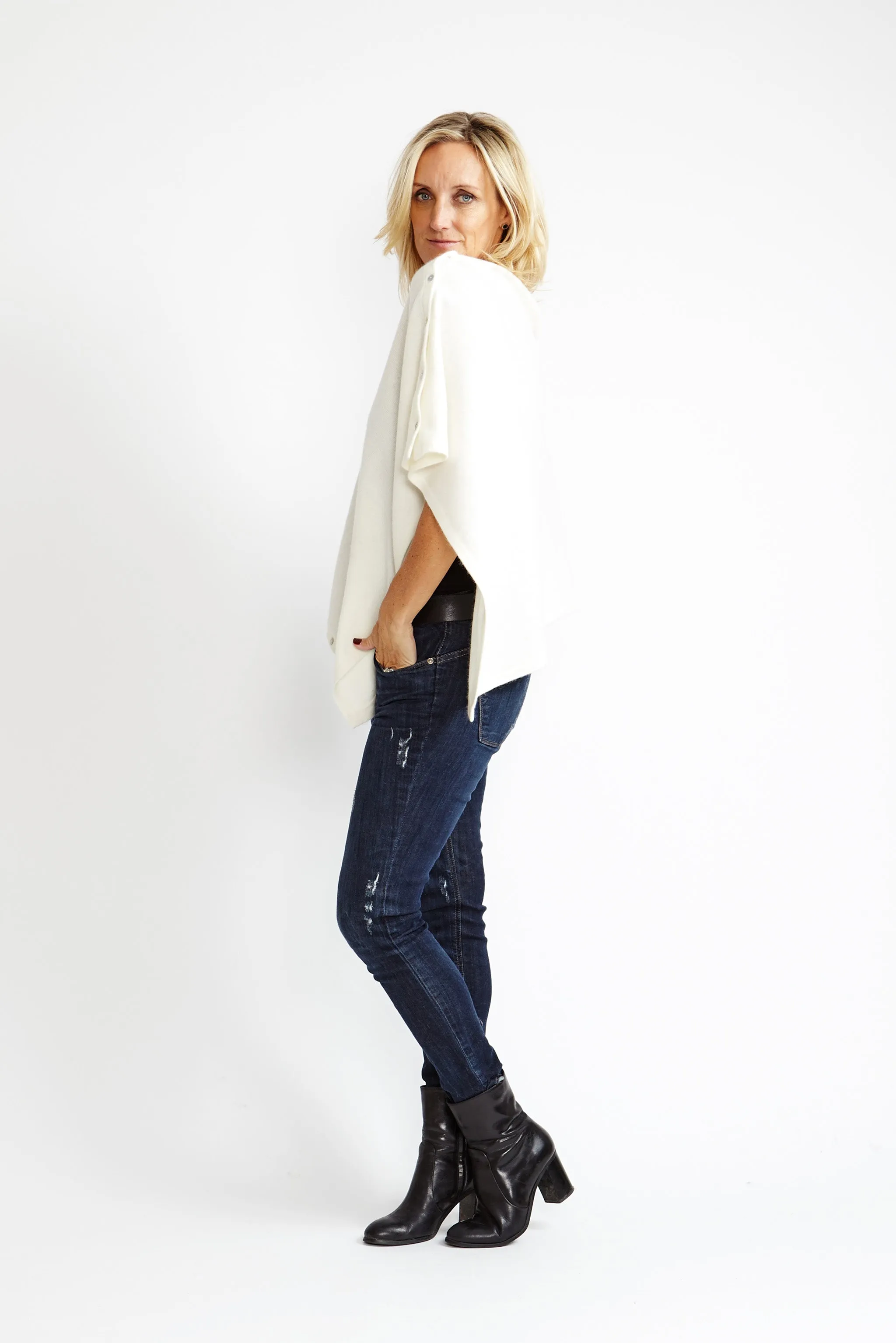 Cashmere Poncho | Cream Back in Stock