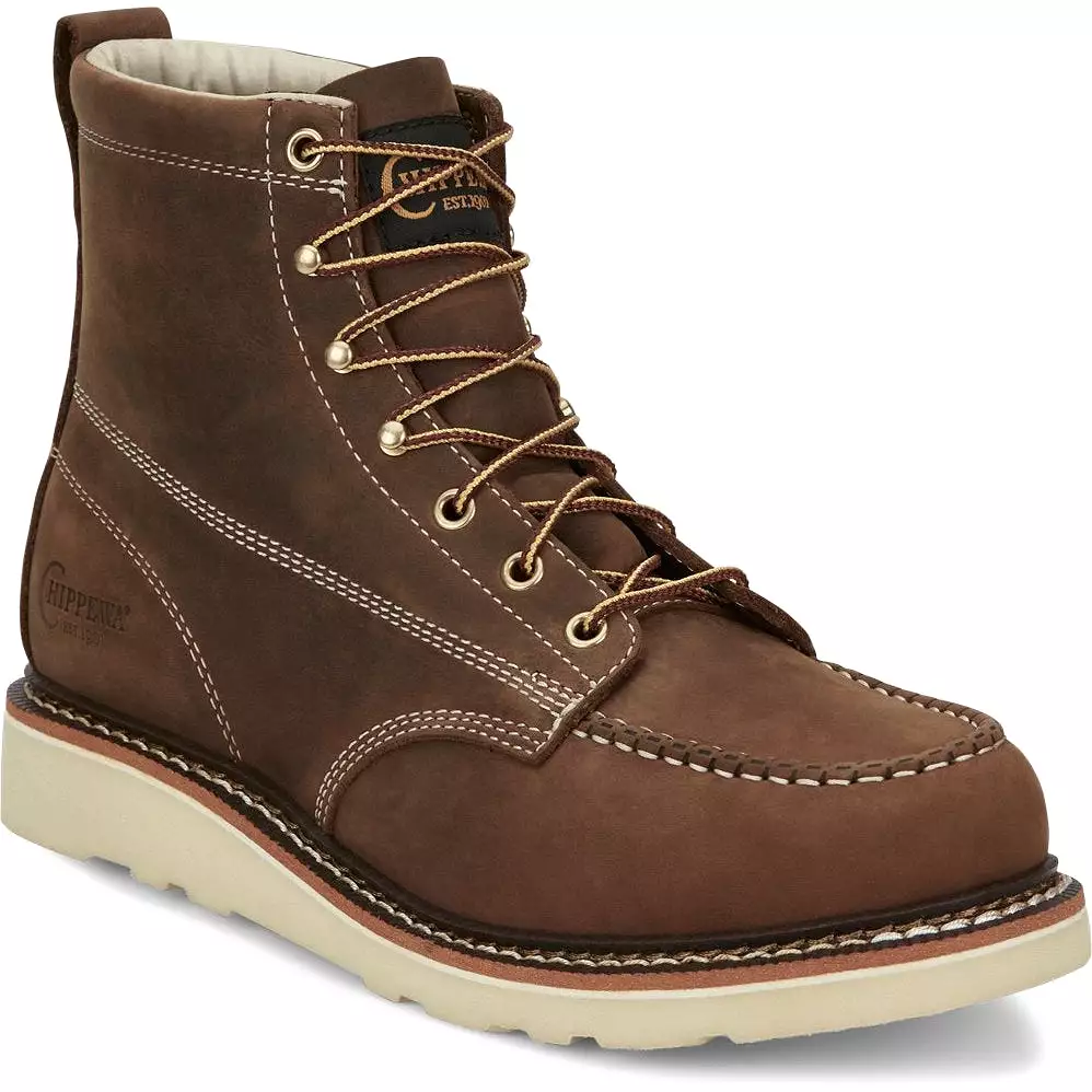 Chippewa Men's Edge Walker 6 Moc Toe Lace Up Work Boot -Brown- ED5322