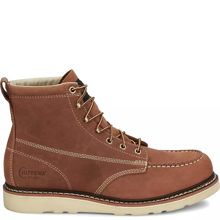 Chippewa Men's Edge Walker 6 Moc Toe Lace Up Work Boot -Tan- ED5312