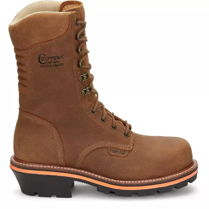 Chippewa Men's Thunderstruck 10 Nano Comp Toe Work Boot Brown- TH1030