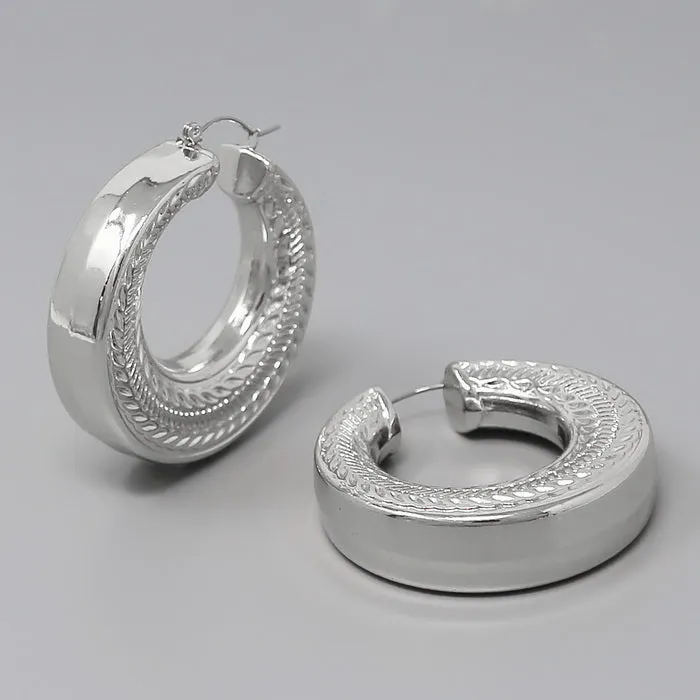 Chunky Textured Metal Hoop Earrings