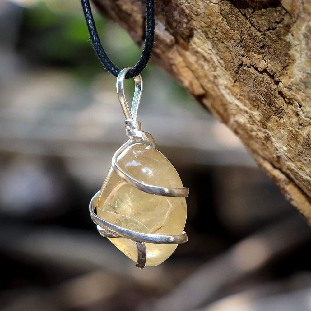 Citrine Gemstone Pendant Necklace - Natural