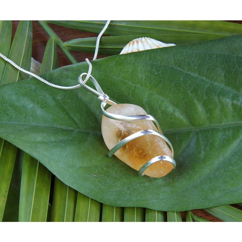 Citrine Gemstone Pendant Necklace - Natural