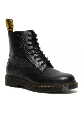 Dr. Martens 1460 Flame Relief Leather Lace Up Boots Black