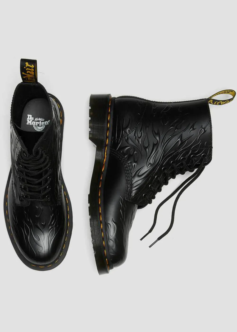 Dr. Martens 1460 Flame Relief Leather Lace Up Boots Black