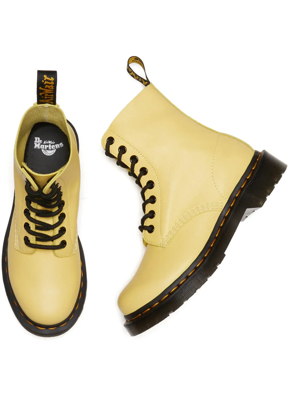 Dr. Martens 1460 Pascal Virginia Soft Leather Boots Lemon Yellow