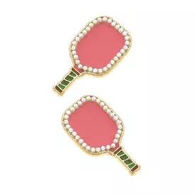 Ellie Pickleball Paddle Stud Earrings - Pink