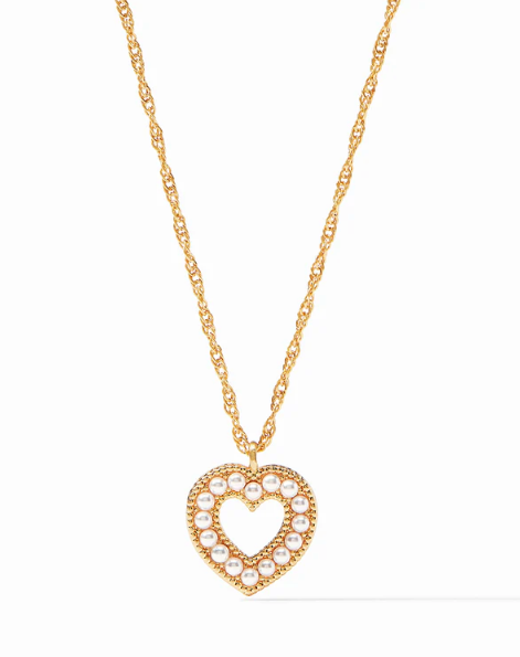 Esme Heart Pearl Solitare Necklace