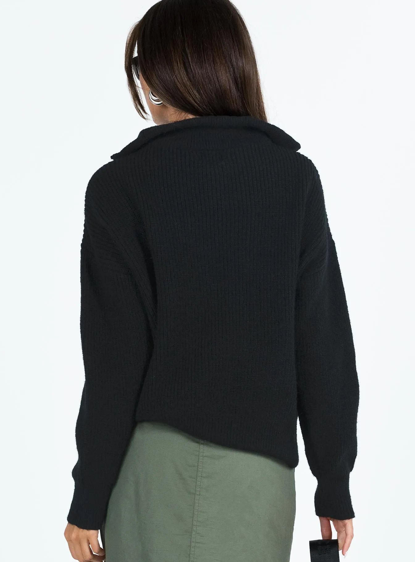 Ferry Zip Front Jumper Black