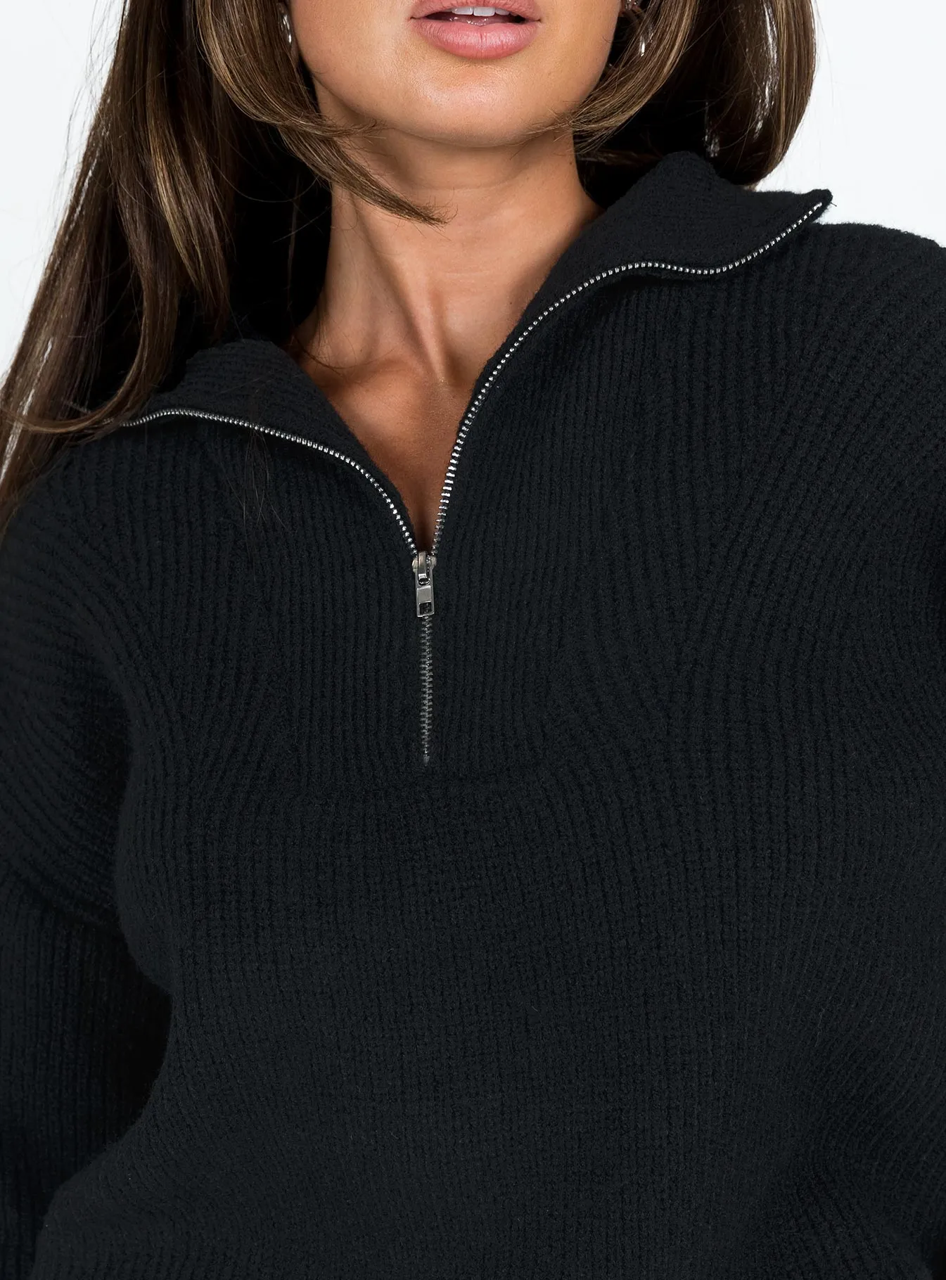 Ferry Zip Front Jumper Black