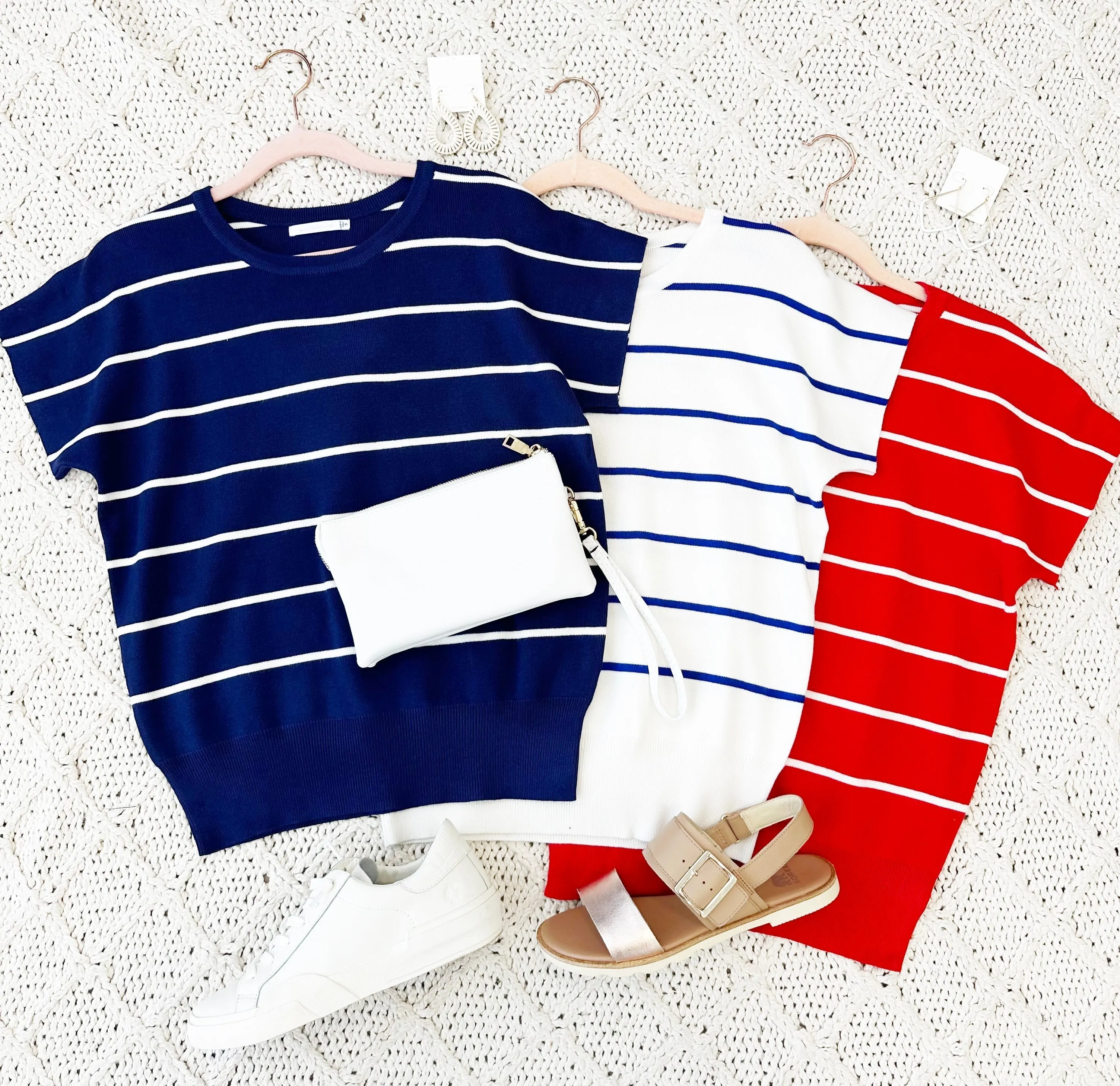 FINAL SALE - Striped Short Sleeve Pullovers - 3 Colors!