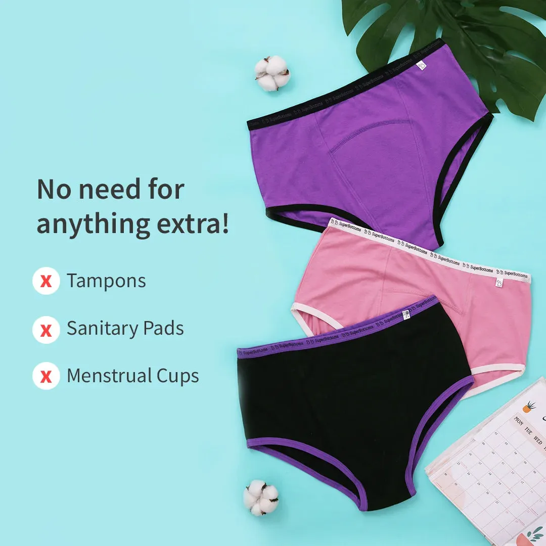 Free Waterproof Travel Bag with Pack of 3 MaxAbsorb Period Underwear (Assorted)