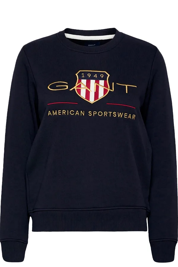 GANT Women Gold Shield Crew Sweatshirt Navy