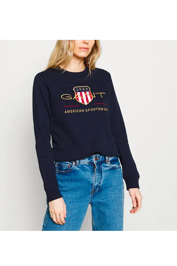 GANT Women Gold Shield Crew Sweatshirt Navy