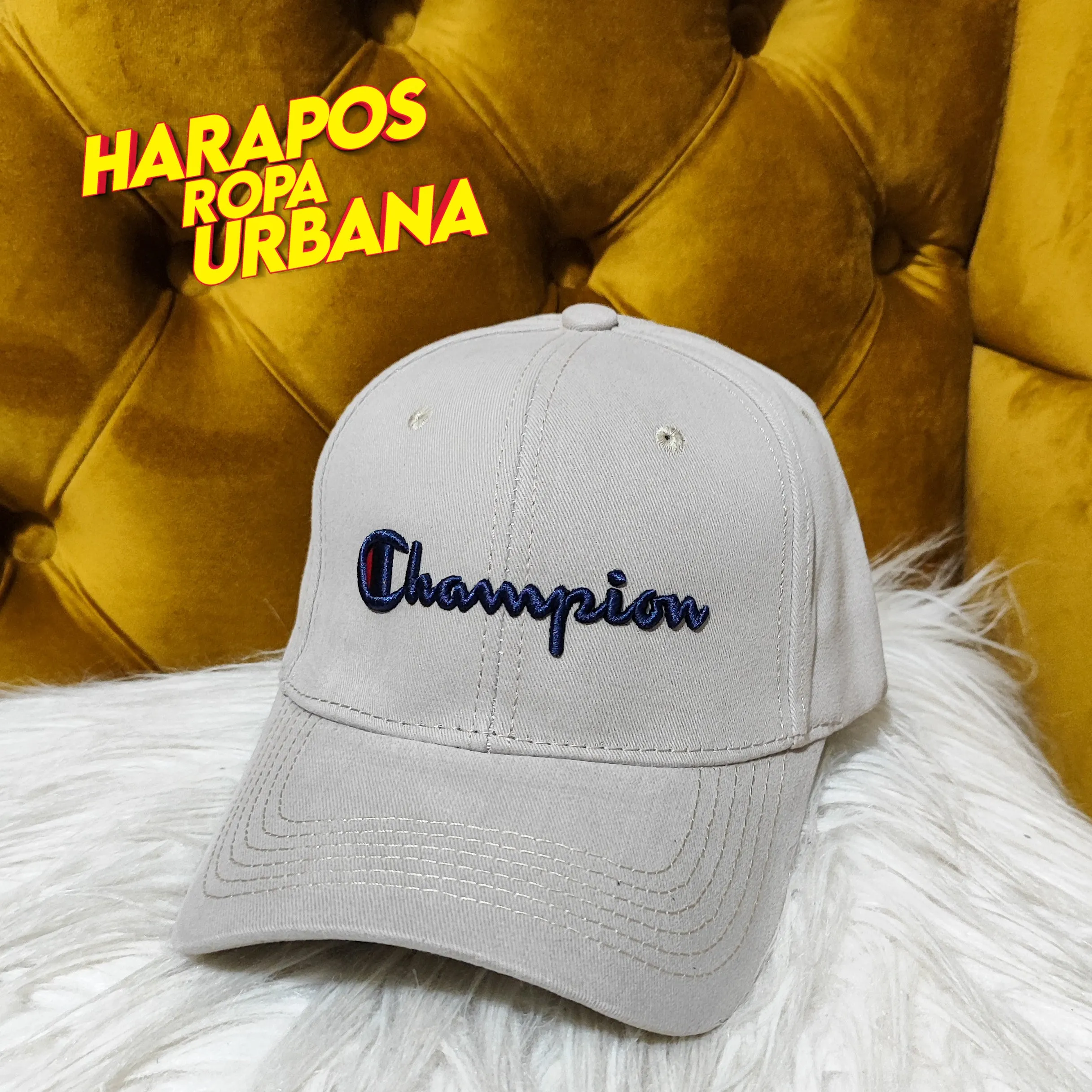 Gorra champion plomo con letras azules