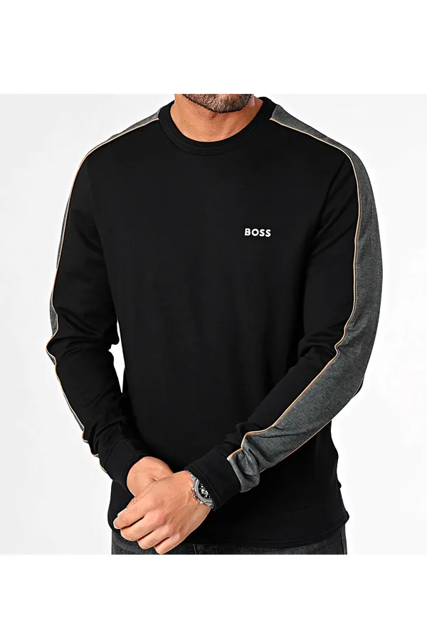 Hugo Boss Sweatshirt Stripe Logo Black