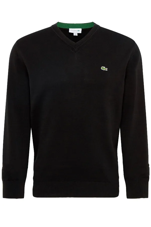 Lacoste Knitted V-Neck Pullover Black