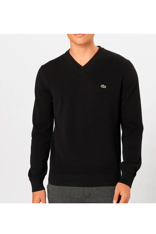 Lacoste Knitted V-Neck Pullover Black