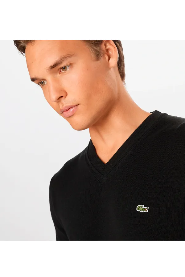 Lacoste Knitted V-Neck Pullover Black