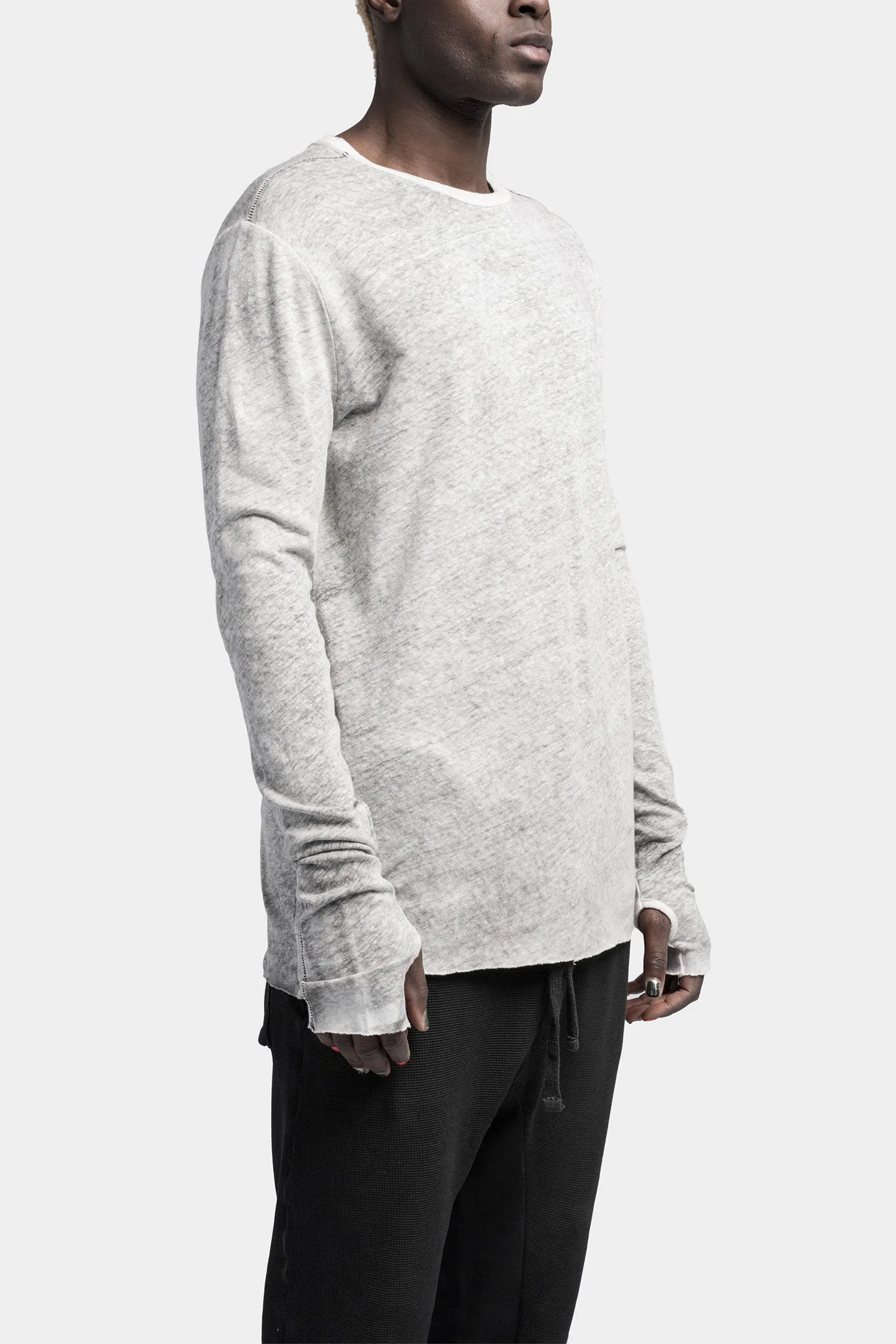 Linen blend long sleeve tee, Dirt cream