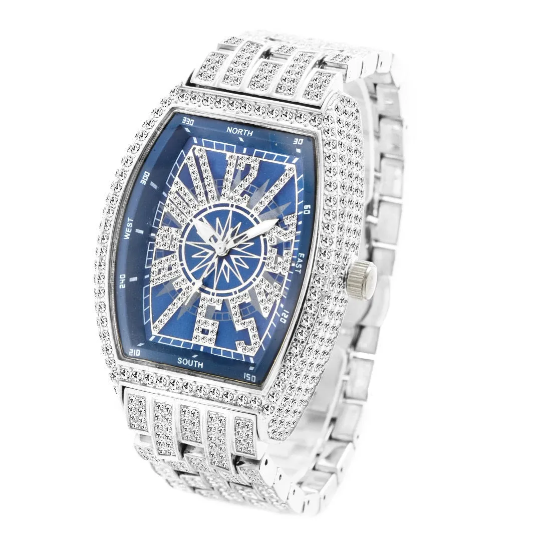 Men's Luminous Pointer Quartz Full Diamond Waterproof Wristwatch