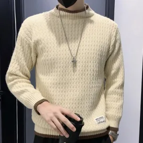 Men's Retro Korean Fashion Solid Color Standard Wool Knitted Pullover