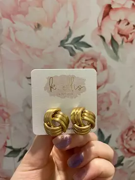 Metal Knot Stud Earrings- Gold