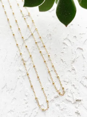 Mia | Flat Oval + Beaded Gold Filled Necklace