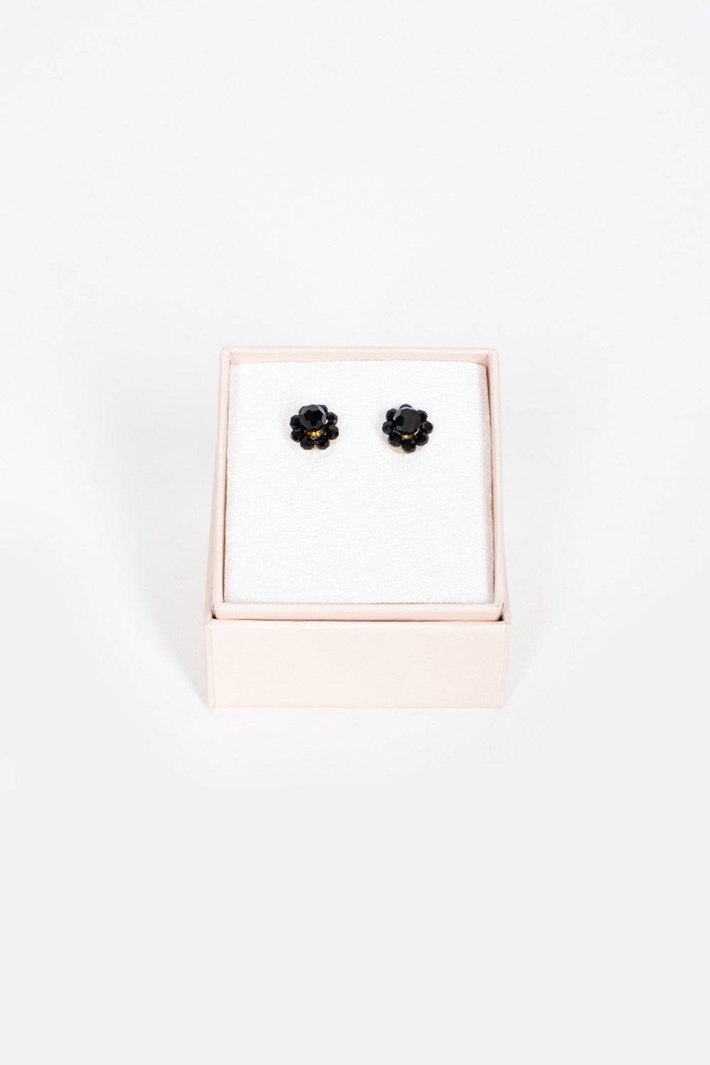 Mini Daisy Stud Earrings Black Crystal