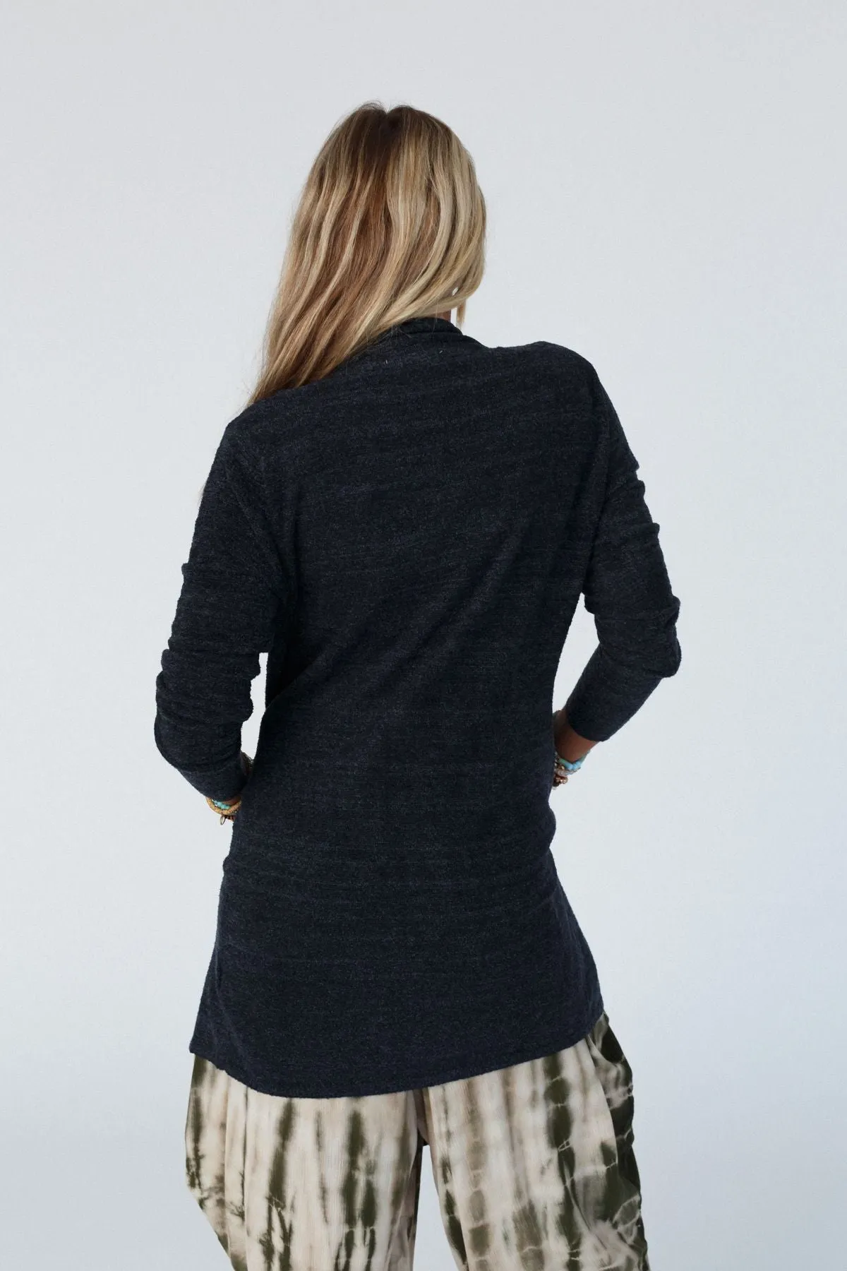 Mulholland Draped Cardigan - Charcoal