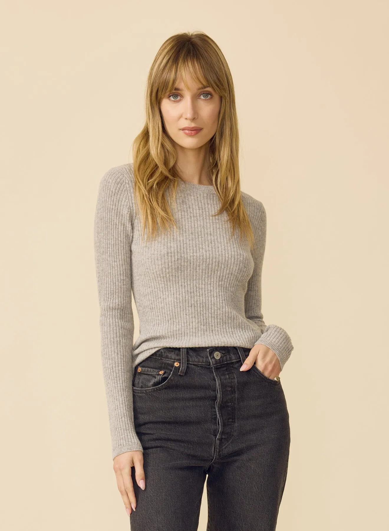 Piper Cashmere Pullover - Heather Grey