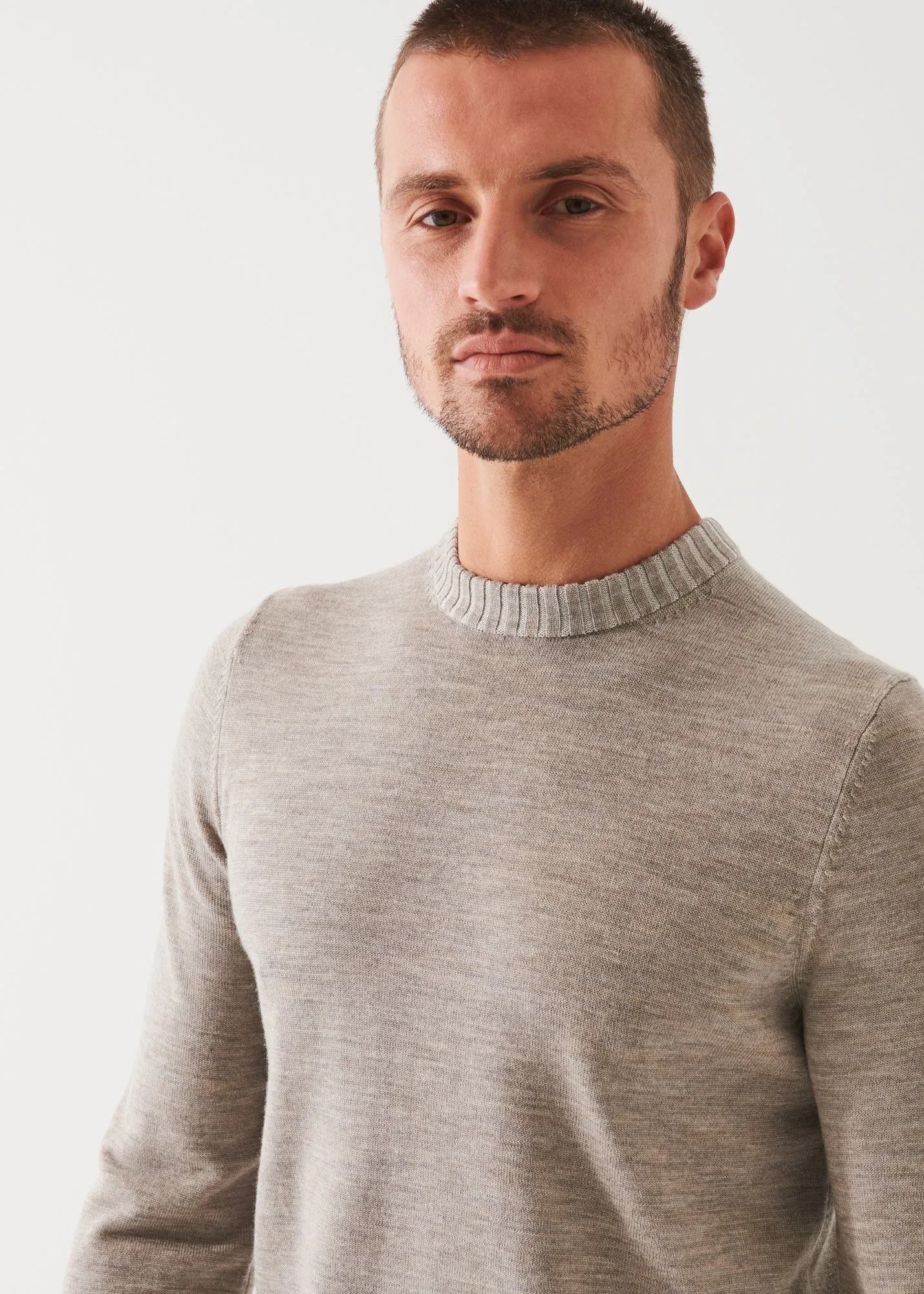 PLAITED MERINO WOOL CREWNECK