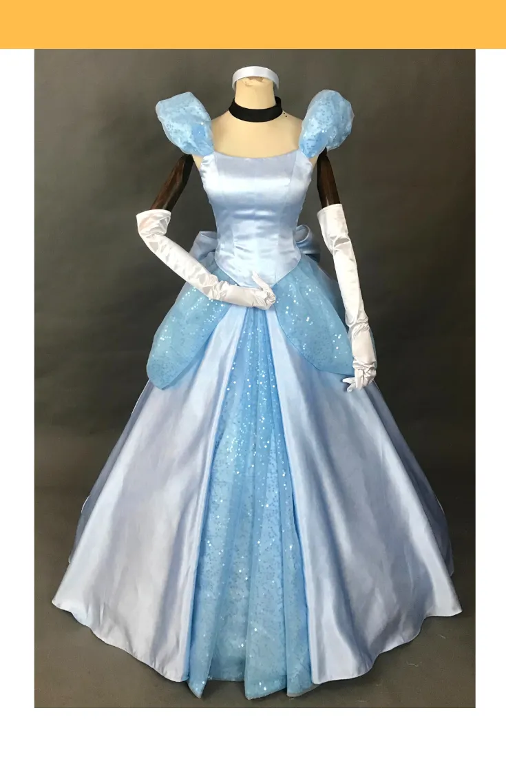 Princess Cinderella Sky Blue Sequined Tulle Cosplay Costume