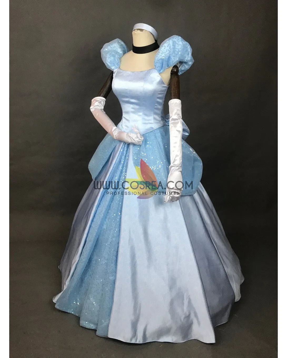 Princess Cinderella Sky Blue Sequined Tulle Cosplay Costume