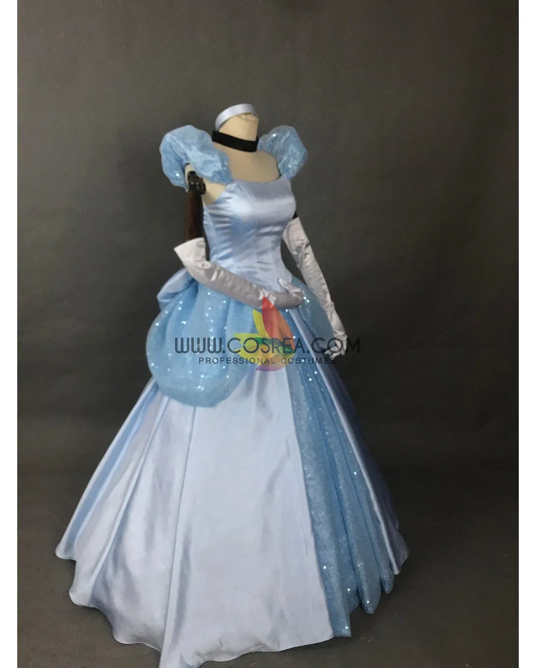 Princess Cinderella Sky Blue Sequined Tulle Cosplay Costume