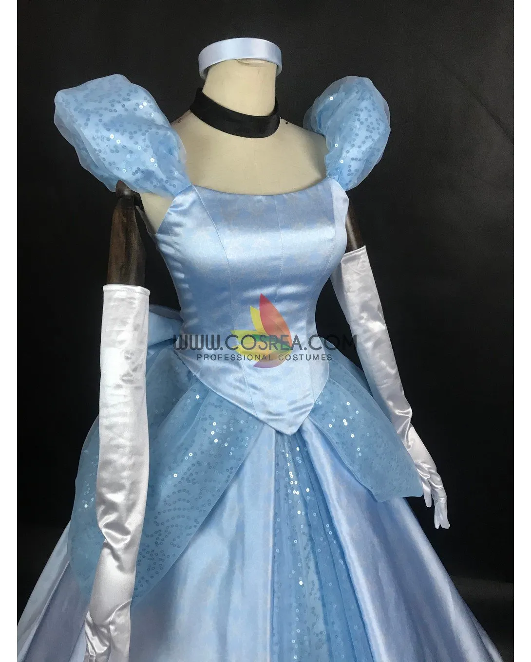 Princess Cinderella Sky Blue Sequined Tulle Cosplay Costume